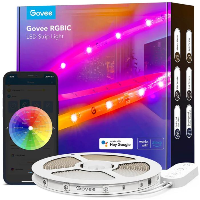 TIRA DE LUCES INTELIGENTES GOVEE - RGBIC 5 METROS - Imagen 1