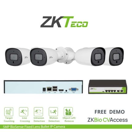 KIT ZKTECO 4 CAMARAS BULLET - 1 SWITCH - SIN DISCO