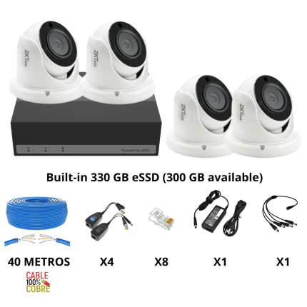 KIT 4 CAMARAS DOMO - 2MP