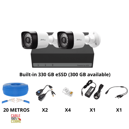 KIT 2 CAMARAS BULLET - 2MP
