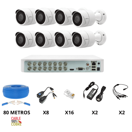 KIT 8 CAMARAS BULLET - 2MP