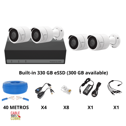 KIT 4 CAMARAS BULLET - 2MP