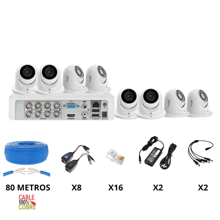 KIT 8 CAMARAS DOMO - 5MP - SIN DISCO DURO